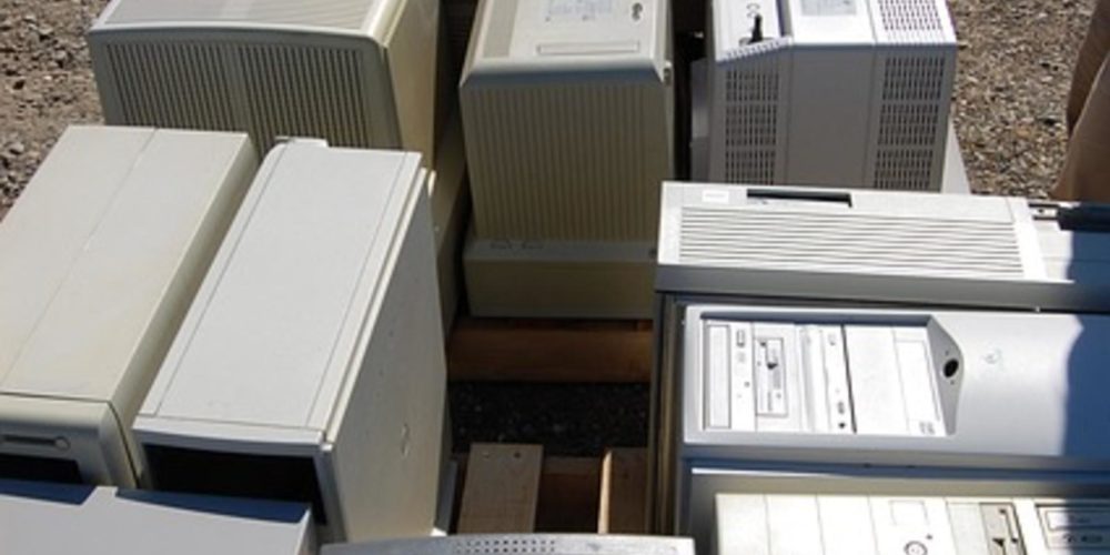 Old computers turned e-waste in recycling facility