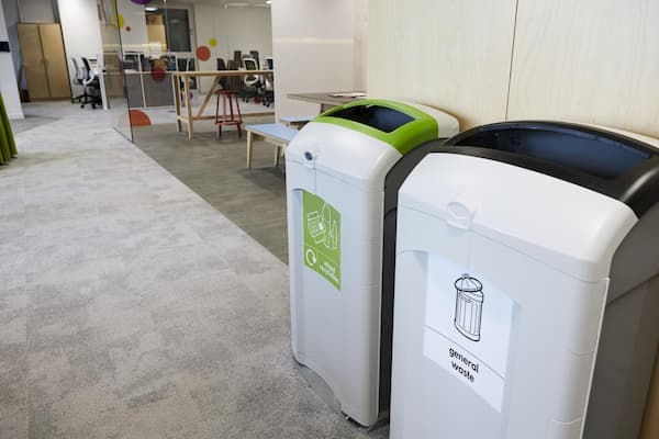 electronic recycling bins, for data destruction, recycling hard drives, and helping a company maintain their business electronics recycling and data destruction policy.