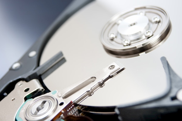 close up of hard drive ready for a data destruction service