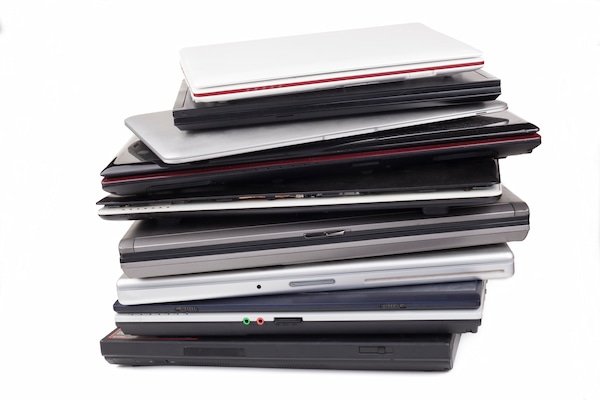 Stack of laptops
